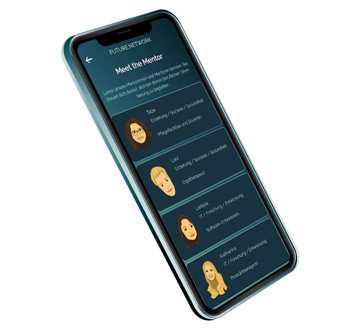 App-Screen vom future.network zeigt Mentorenprofile